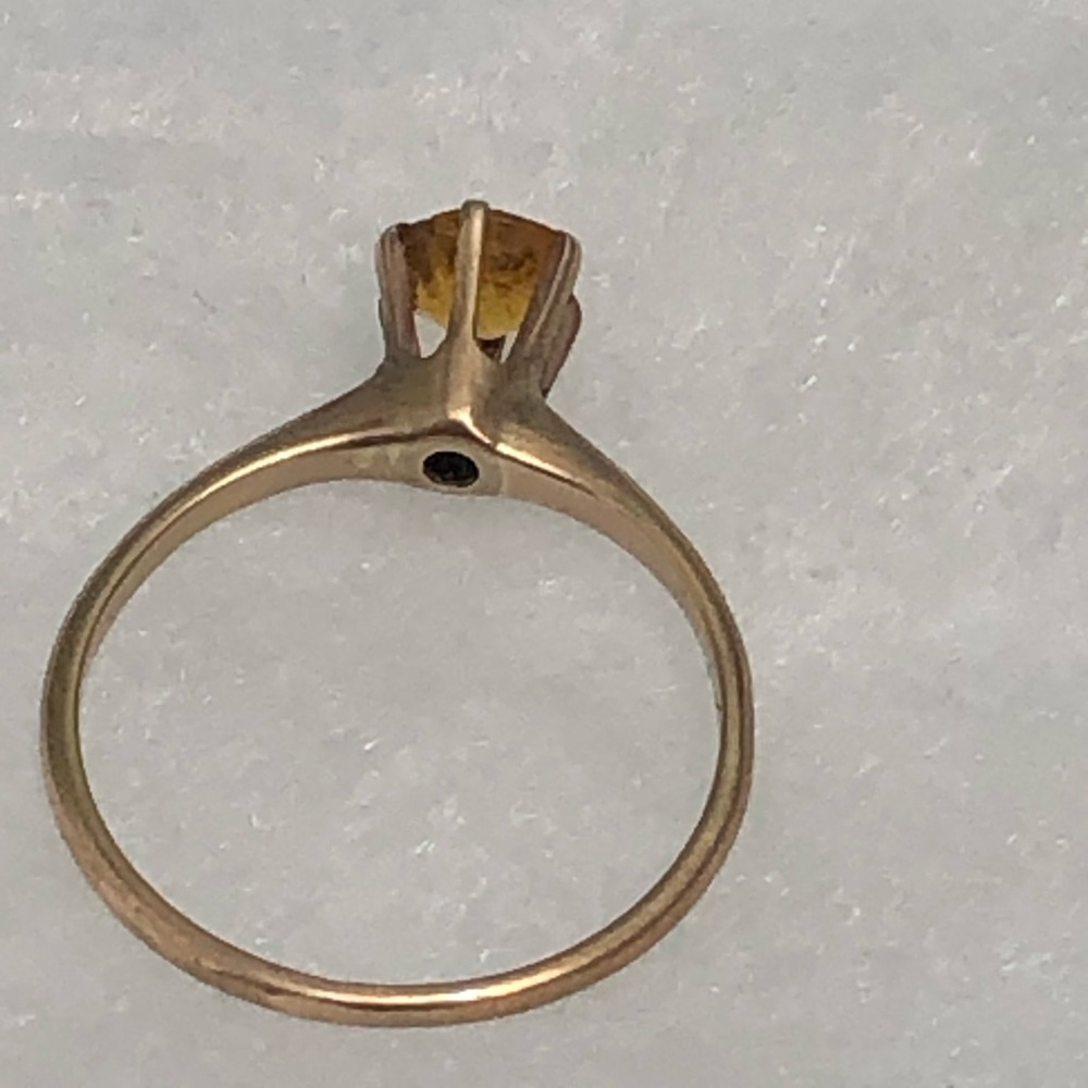Vintage Solid 10k Yellow Gold Orange Ring Size 7.75